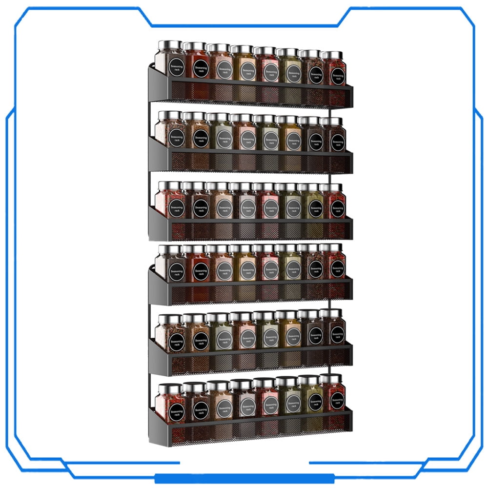 Auledio 2 Pack 3 Tier Metal Spice Rack Wall Mount Seasoning Jars Shelf ...