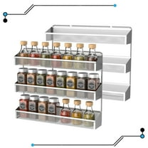 Auledio 2 Pack 3 Tier Metal Spice Rack Wall Mount Seasoning Jars Shelf for Kitchen Pantry Door in Silver