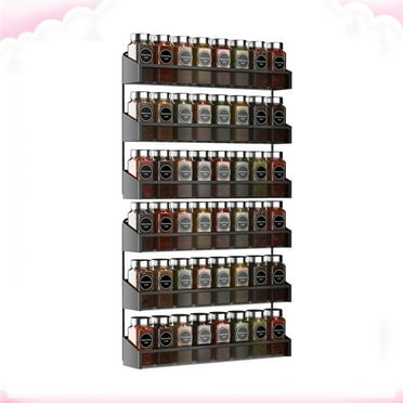 Auledio 2 Pack 3 Tier Metal Spice Rack Wall-Mount Spice Jars Organizer for Cupboard, Pantry Door, Black