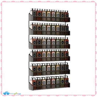 Auledio 2 Pack 3 Tier Metal Spice Rack Wall-Mount Spice Jars Organizer for Kitchen Pantry Door in Bronze