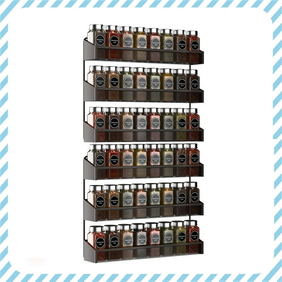 Auledio 2 Pack 3 Tier Metal Spice Rack Wall-Mount Spice Jars Storage Organizer for Cupboard, Pantry Door in Bronze