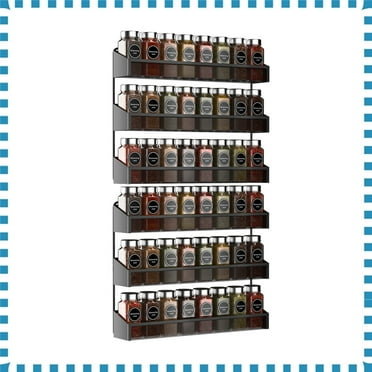 Auledio 2 Pack 3 Tier Metal Spice Rack Wall-Mount Spice Jars Storage Organizer for Kitchen Cabinet, Black