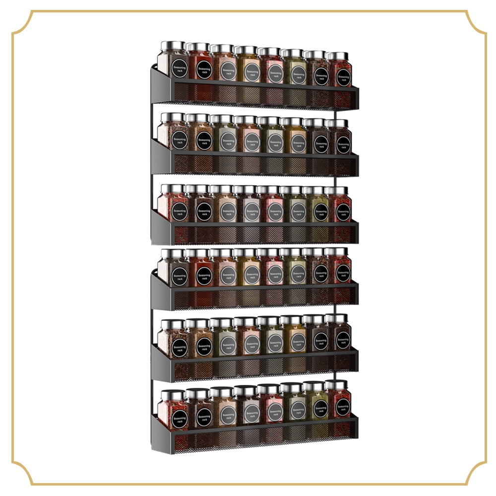 Auledio 2 Pack 3 Tier Metal Spice Rack Wall Mount Spice Jars Storage ...