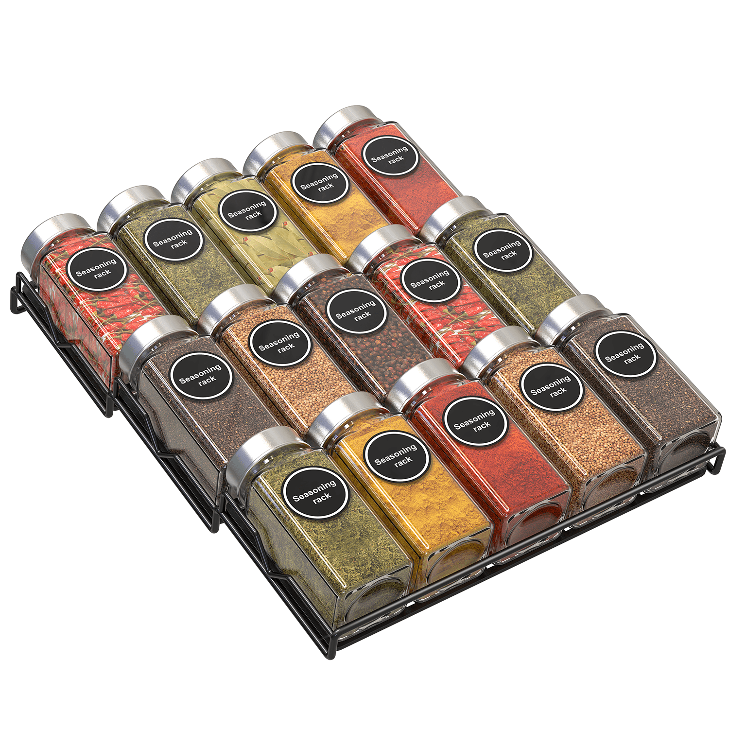 Auledio 2 Pack 3 Tier Spice Rack Slanted Freestanding Seasoning Jars ...