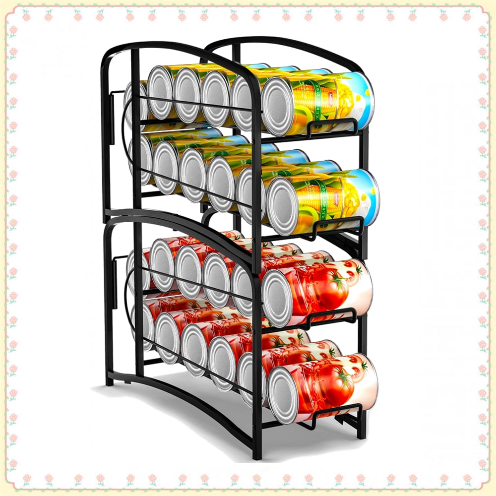 smusei Stackable Soda Can Organizer Soda Rack Holder for Pantry 4 Tier  Beverage Can Dispenser Cola Storage Rack for Kitchen Cabinets Countertop,  Holds
