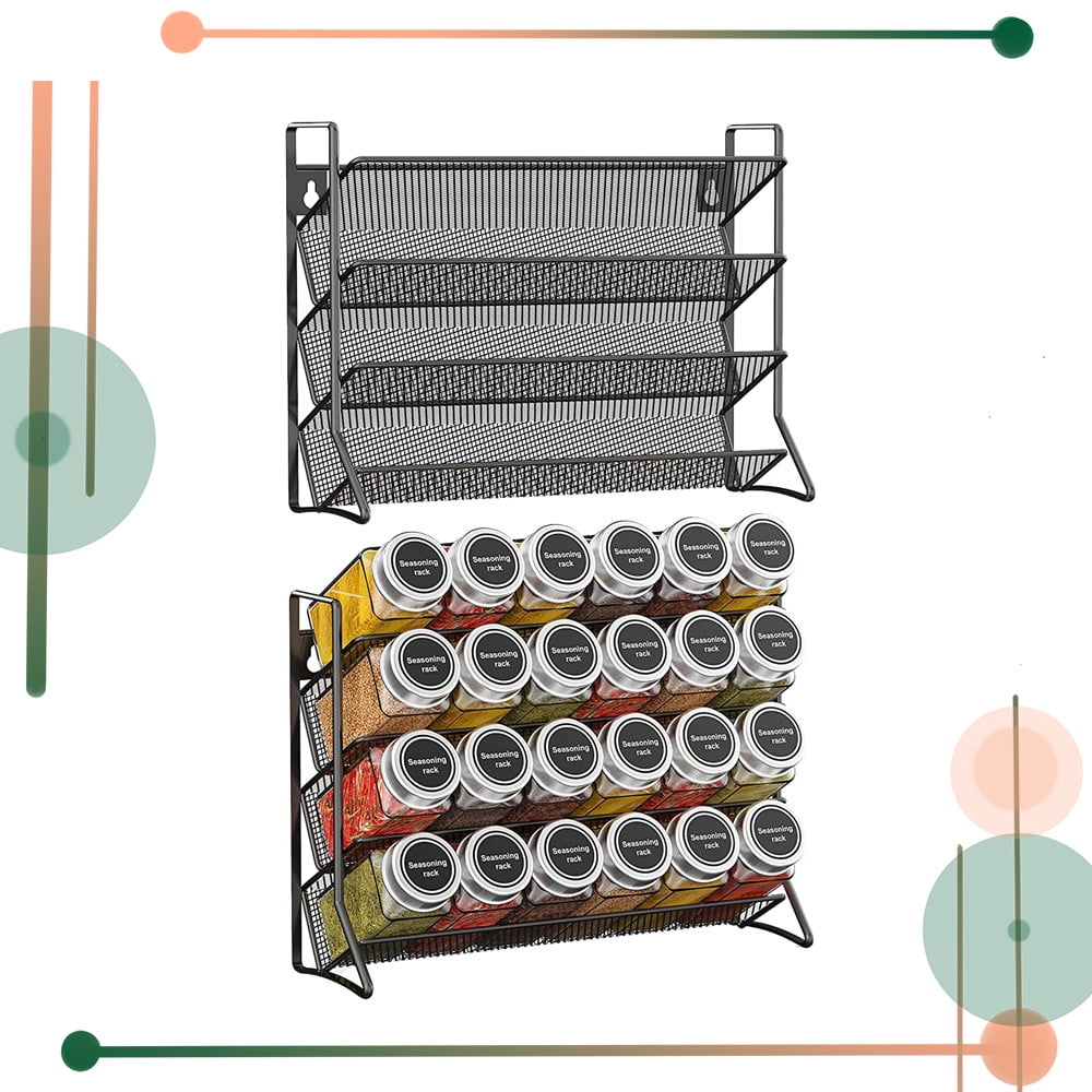 Auledio 2 Pack Metal Spice Rack Free Standing & Wall Mounted Seasoning ...