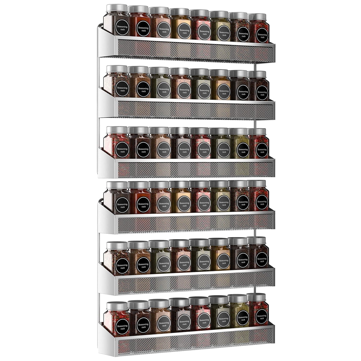 Auledio 2 Pack Spice Rack Organizer, 3 Tier Counter-top Stand or Wall Mounted Storage Rack Hanging Shelf for Kitchen Cabinet, Cupboard, Pantry Door or Bathroom Shower Cosmetic - Chrome