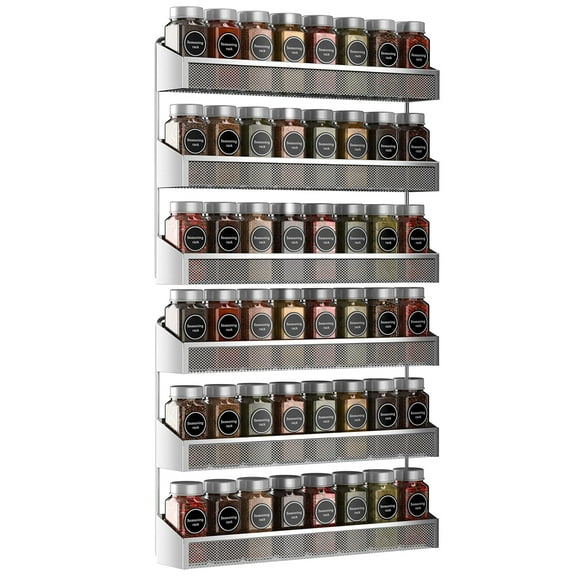 Auledio 2 Pack Spice Rack Organizer, 3 Tier Counter-top Stand or Wall Mounted Storage Rack Hanging Shelf for Kitchen Cabinet, Cupboard, Pantry Door or Bathroom Shower Cosmetic - Chrome