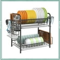 thumbnail image 1 of Auledio 2 Tier Dish Rack with Drainboard Tray Dryer Rack for Kitchen Countertop, Black, 1 of 7