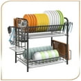thumbnail image 1 of Auledio 2 Tier Drying Dish Rack with Water Tray Organizer for Kitchen Countertop in Black, 1 of 7