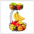 thumbnail image 1 of Auledio 2 Tier Metal Fruit Baskets with Banana Hanger, Detachable Basket for Kitchen Counter, Bronze, 1 of 7