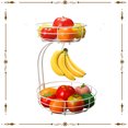 thumbnail image 1 of Auledio 2 Tier Metal Fruit Baskets with Banana Hanger, Detachable Holder for Countertop, White, 1 of 7
