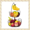thumbnail image 1 of Auledio 2-Tier Metal Fruit Vegetable Bowls with Banana Hanger, Detachable Holder for Countertop (Bronze), 1 of 7