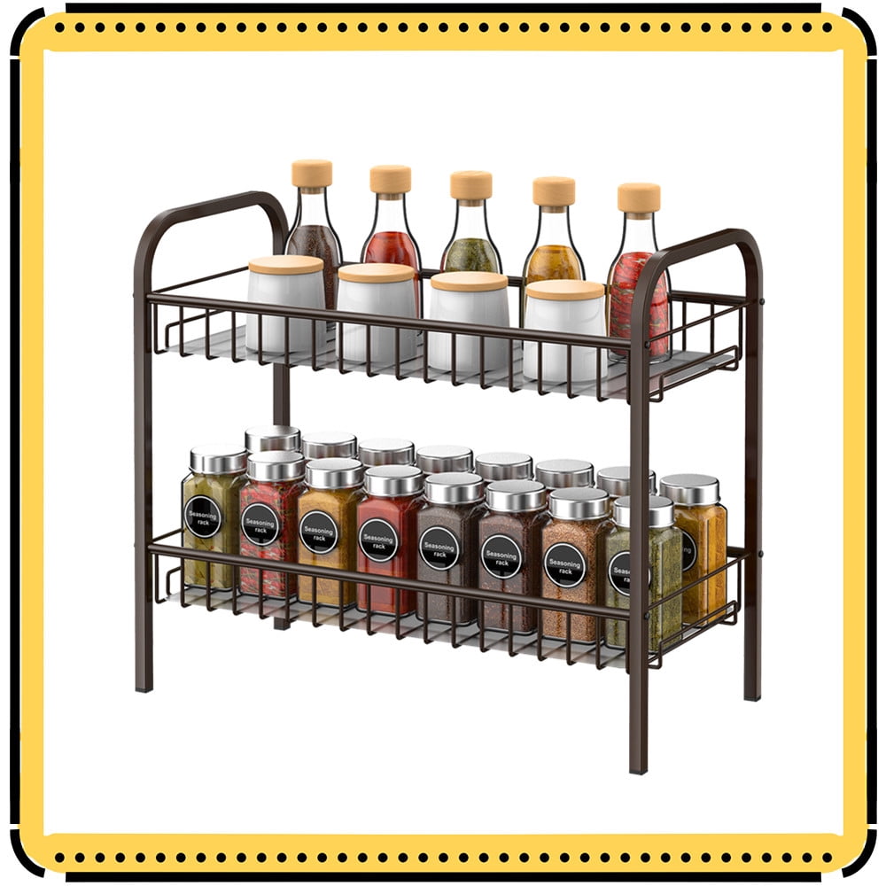 Auledio 2 Tier Metal Spice Rack Organizer Freestanding Spice Jars ...