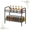 thumbnail image 1 of Auledio 2 Tier Metal Spice Rack Standing Seasoning Jars Rack for Kitchen Cabinet (Bronze), 1 of 7