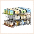 thumbnail image 1 of Auledio 3 Tier Can Storage Rack Stackable Can Storage Holder Holds 42 Cans for Kitchen Cabinet in Silver, 1 of 7