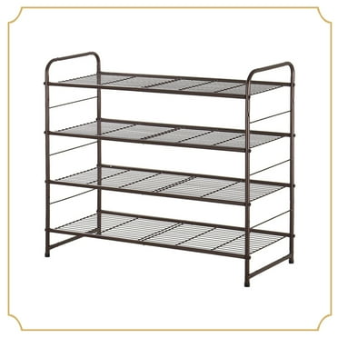 Auledio 4-Tier Metal Shoe Rack,Stackable and Freestanding Rack for Bedroom Closet Entryway ,Bronze