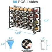 Auledio 4-Tier Stackable Spice Rack with 24 Glass, Funnel Complete Set for Countertop, Cabinet or Wall Mount