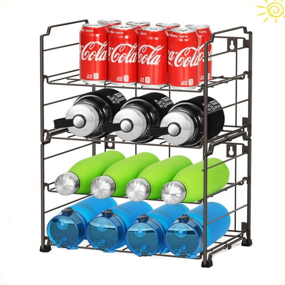 Auledio Adjustable Water Bottle Organizer Holder, 2-Tier (2 Pack) Stackable Water Bottle Holder Rack for Kitchen Pantry (Bronze)