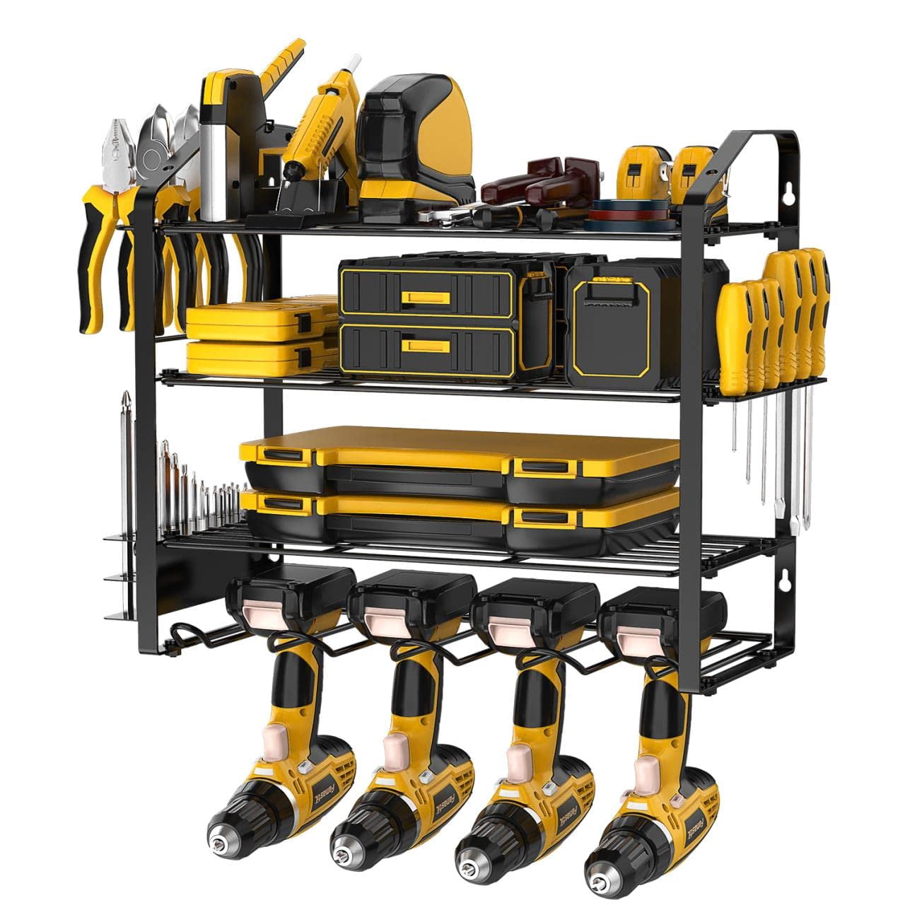Auledio Black Power Tool Organizer Storage Rack Wall Mount Drill Holder ...