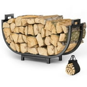 Auledio Firewood Rack with Tote Bag, Wood Rack Log Holder Indoor/Outdoor for Fireplace Wood Storage