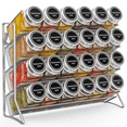 thumbnail image 1 of Auledio Four Tier 24 Bottle Slant Spice Rack Single Piece Set + 24 Piece Pet Spice Bottle (Silver), 1 of 7