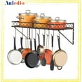 thumbnail image 1 of Auledio Hanging Pot Rack Wall Mounted Pan Rack Pot Holder with 10 Hooks for Kitchen, Bronze, 1 of 7