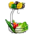 thumbnail image 1 of Auledio Houseware 2 Tier Fruit Basket Bowl with Banana Tree Hanger for Kitchen, Black, 1 of 8