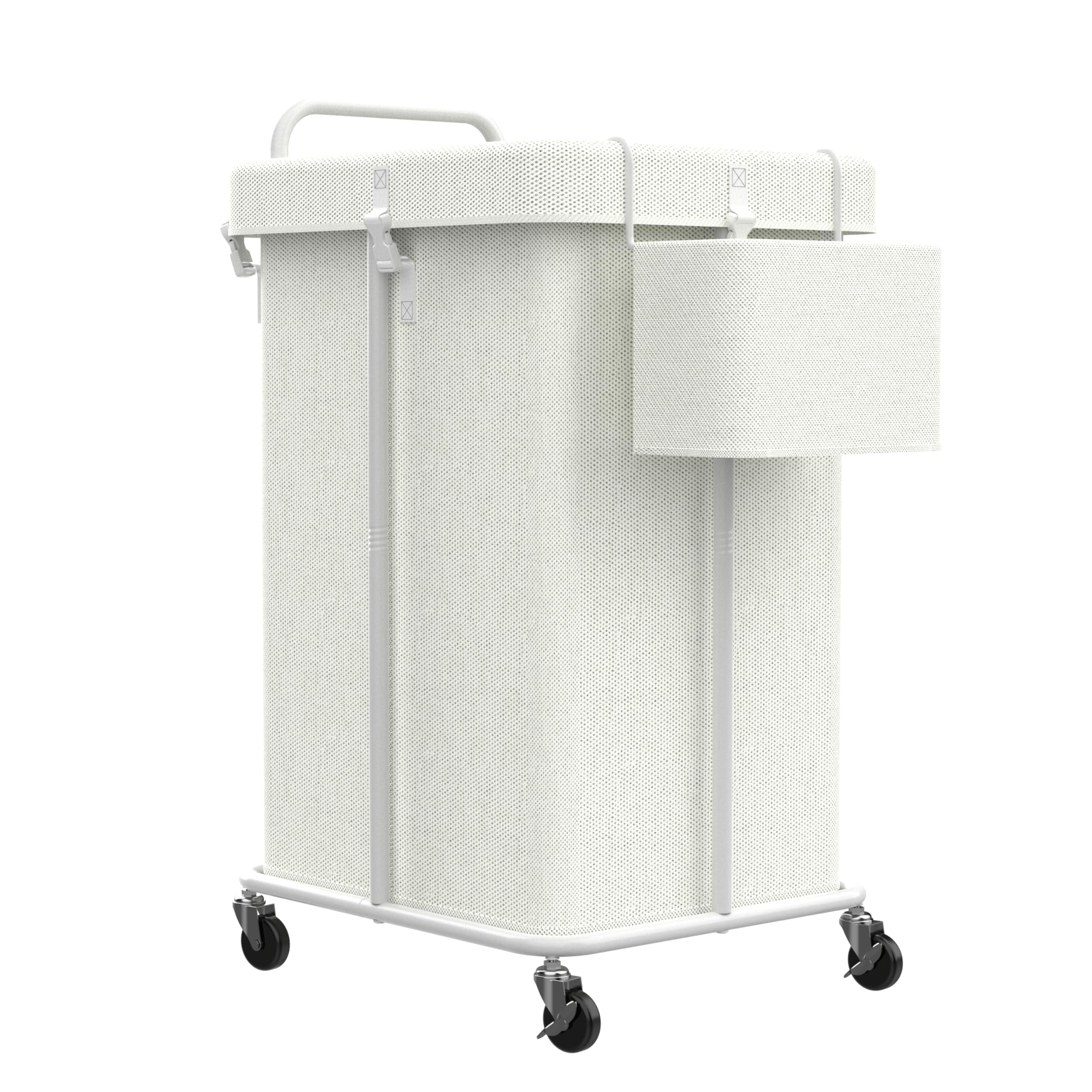 Auledio Laundry Basket with Wheels, Rolling Laundry Hamper, Metal Frame with Handle, Blanket Storage