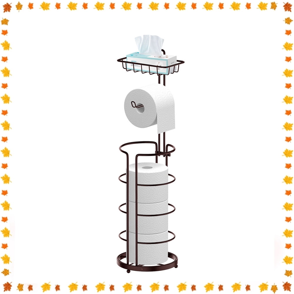 Bronze Freestanding Toilet Paper Holder with Storage Shelf