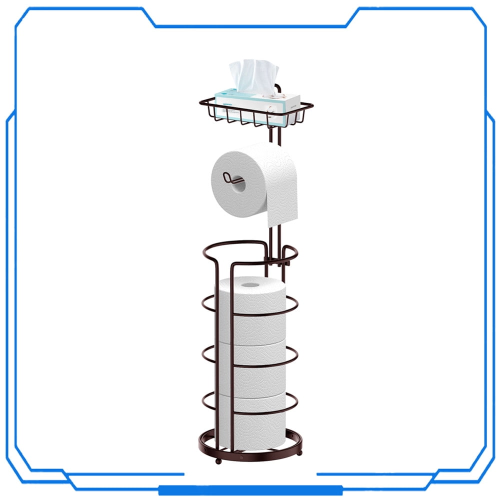 Bronze Freestanding Toilet Paper Holder with Storage Shelf