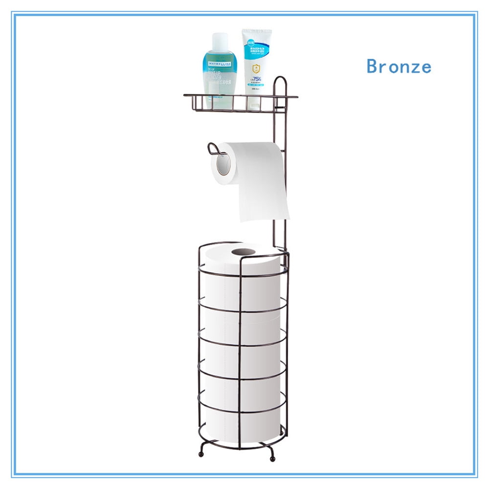 Bronze Freestanding Toilet Paper Holder with Storage Shelf