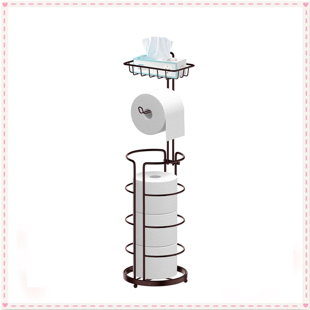 Bronze Freestanding Toilet Paper Holder with Storage Shelf