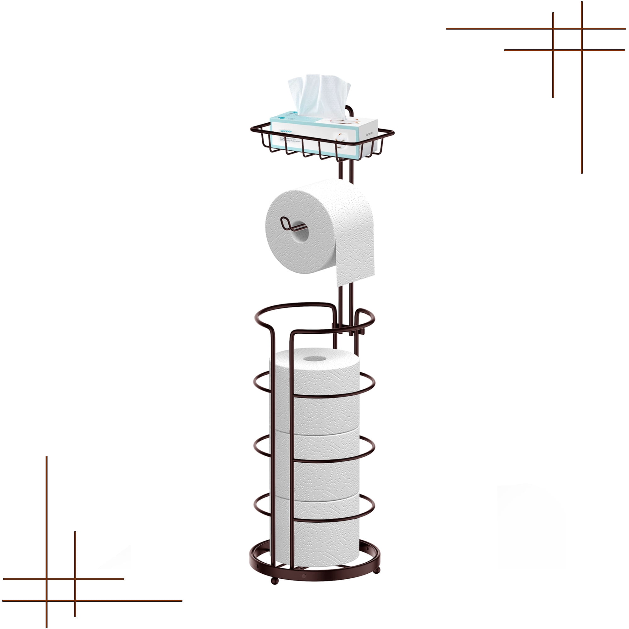 Bronze Freestanding Toilet Paper Holder with Storage Shelf