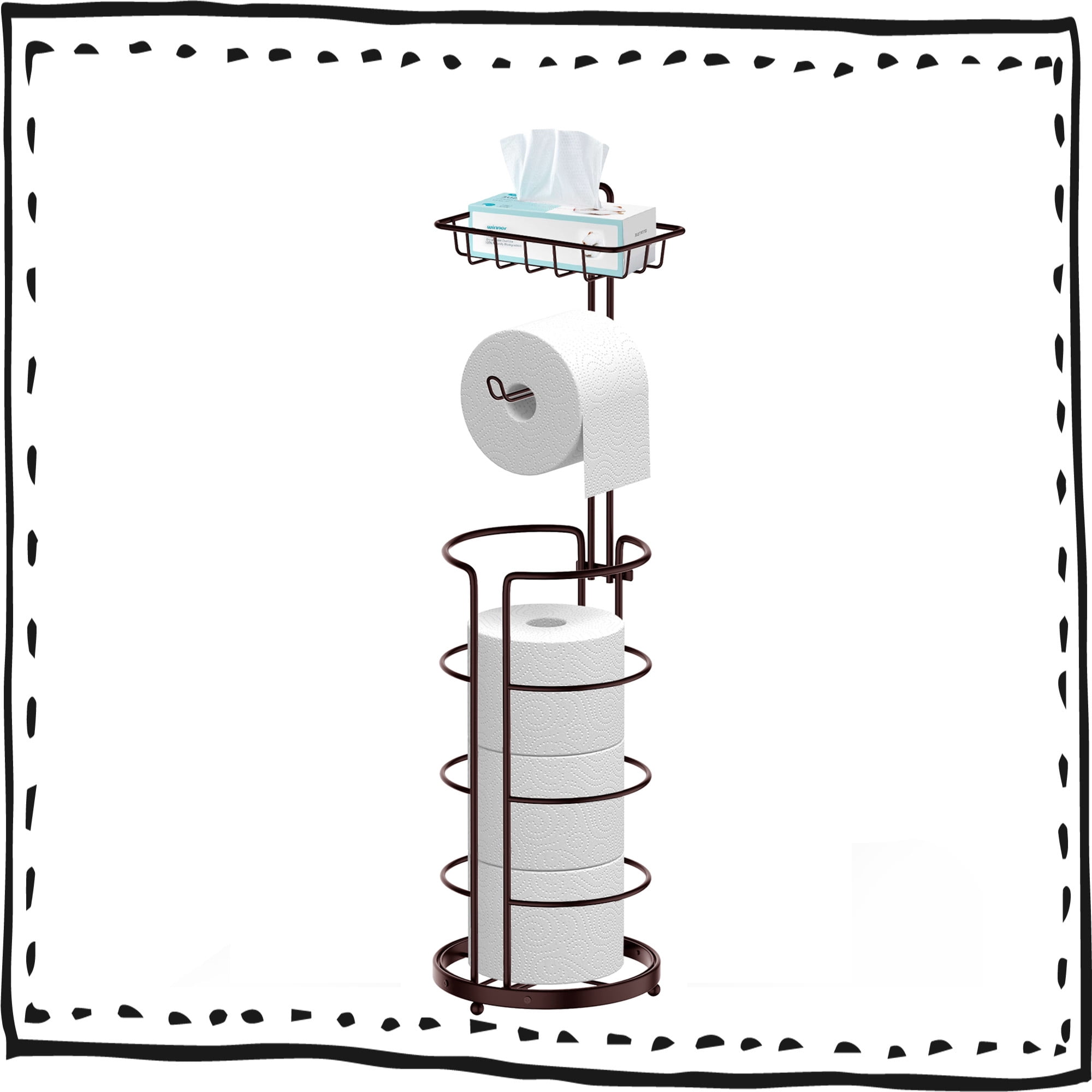 Bronze Freestanding Toilet Paper Holder with Storage Shelf