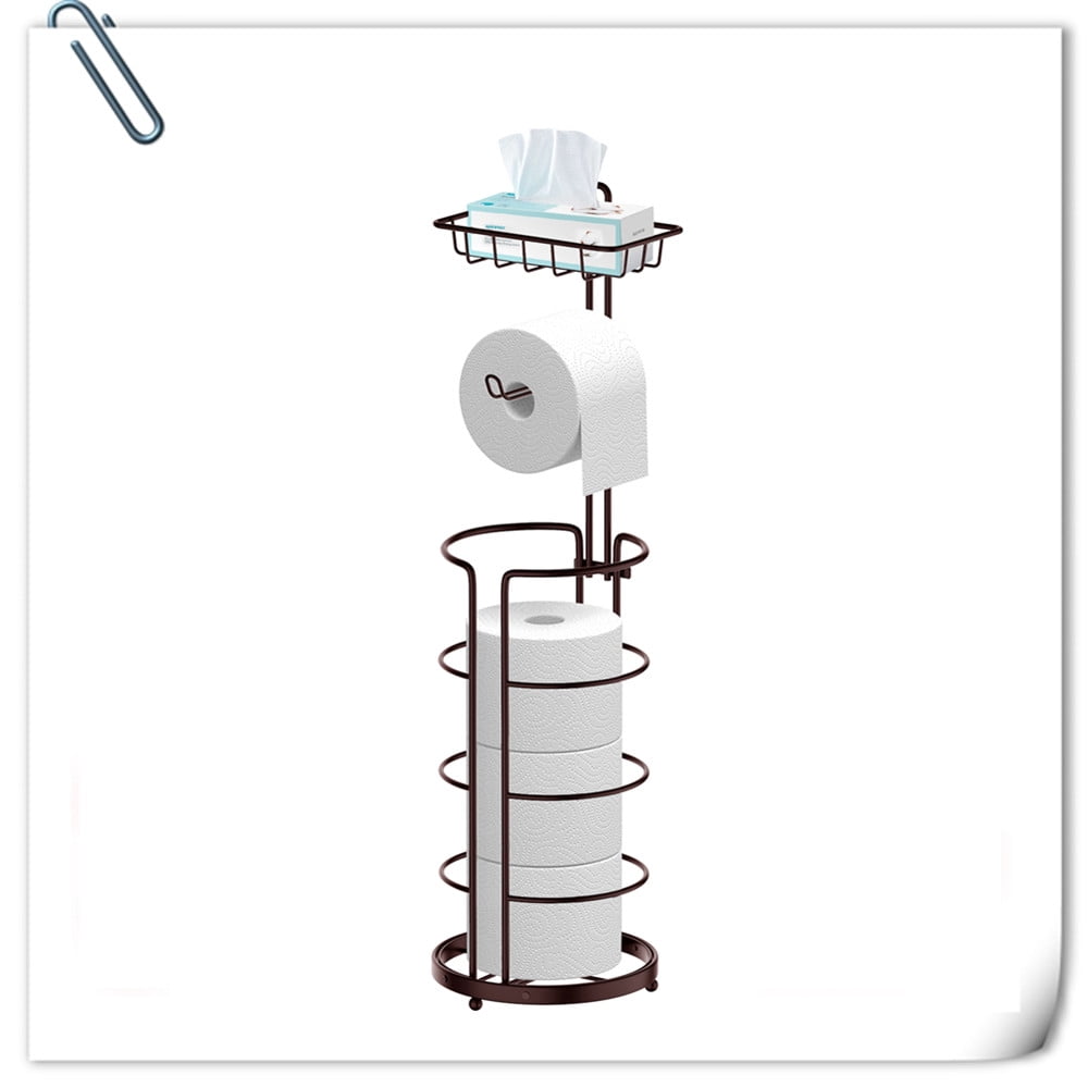 Bronze Freestanding Toilet Paper Holder with Storage Shelf