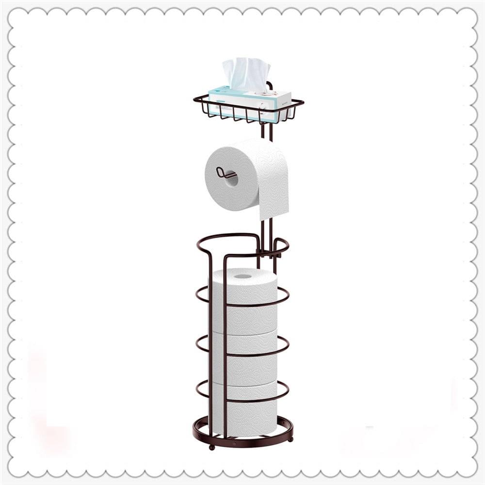 Bronze Freestanding Toilet Paper Holder with Storage Shelf