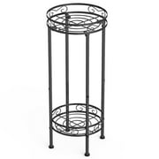 Auledio Plant Stand Rack 2 Tier Indoor Outdoor Multiple Holder Shelf,Black