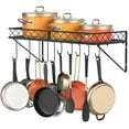 thumbnail image 1 of Auledio Pot and Pan Organizer for Cabinet Multipurpose Pots Holder Kitchen Storage Shelf with 10 Hooks Black, 1 of 7