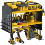 Auledio Power Tool Organizer, 4 Drill Holder Wall Mount,Heavy Duty Metal Tool Shelf, Storage Rack for Garage Organization, Heavy Duty Metal Tool Shelf Yellow