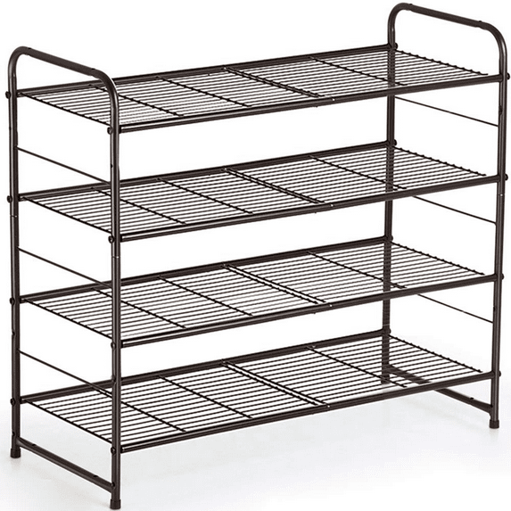Auledio Shoe Rack, Stackable and Adjustable Multi-Function Wire Grid Shoe Organizer Storage, Extra Large Capacity, Space Saving, Fits Boots, High Heels, Slippers and More (3-Tier, Silver)