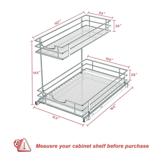 Auledio Sink Drop-Down Sliding Shelf Storage Rack, Suitable For Kitchen, Bathroom Storage