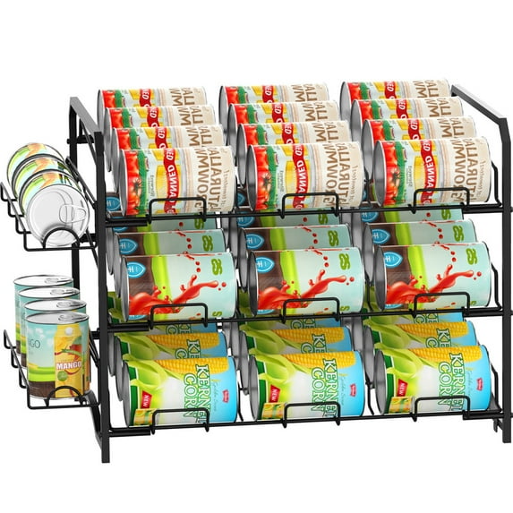 Auledio Stackable Alloy Steel Can Rack Organizer, Black