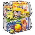 thumbnail image 1 of Auledio Stacking Wire Market Baskets - Set of 2 - Fruit Vegetable Produce Metal Storage Bin for Kitchen Counter - Pantry Cabinet - Bathroom Shelves - Metallic Black, 1 of 7