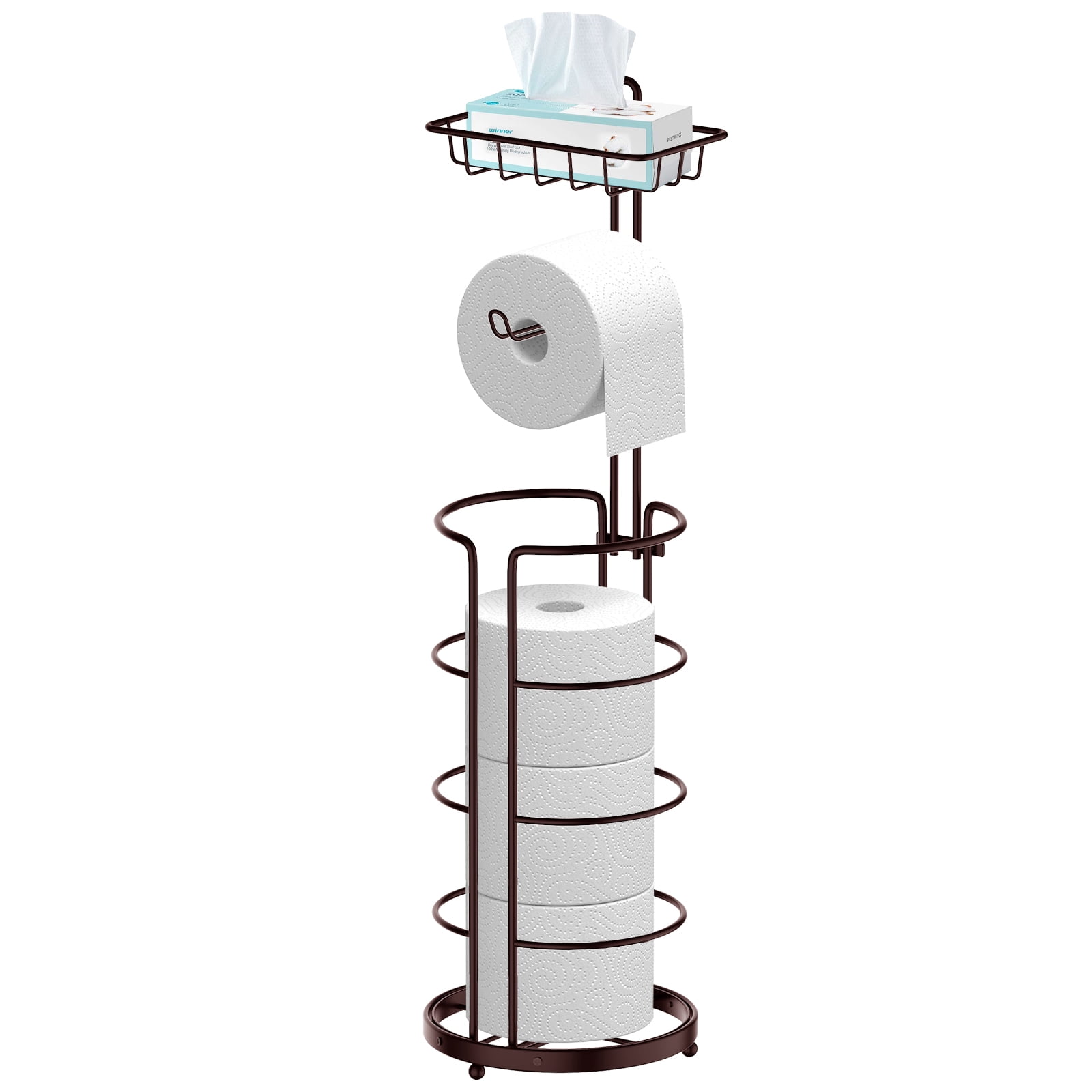 Bronze Freestanding Toilet Paper Holder with Storage Shelf