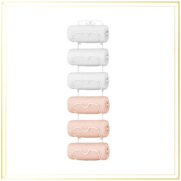Auledio Towel Rack, Towel Rack Wall Mounted Wine Rack Holder Storage with 6 Compartments for Kitchen Bathroom Hoom Decor- White Halloween Home Decorations Gift
