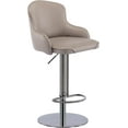 thumbnail image 1 of Aulife Bar Stools Adjustable Stainless Steel Swivel Barstools Modern Faux Leather Upholstered Bar Chair with Back&Footrest for Bar Kitchen Counter Grey 1PC, 1 of 7