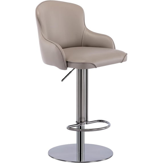 Aulife Bar Stools Adjustable Stainless Steel Swivel Barstools Modern Faux Leather Upholstered Bar Chair with Back&Footrest for Bar Kitchen Counter Grey 1PC