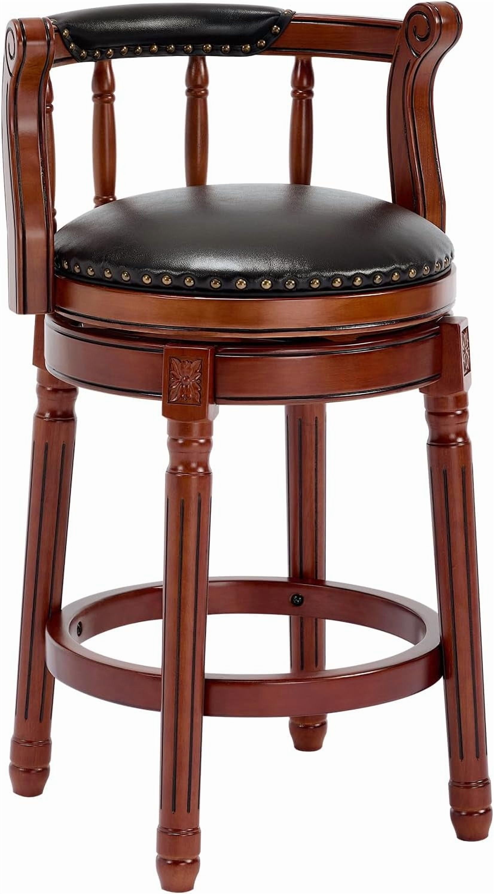 Aulife Bar Stools Genuine Leather Counter Height barstool Wooden Swivel ...