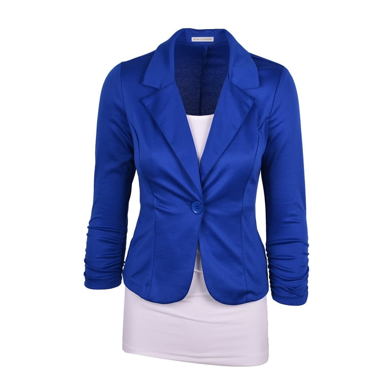 Auline Collection Women s Casual Work Solid Color Knit Blazer Walmart